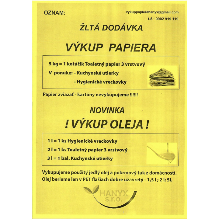 VÝKUP PAPIERA. 6.11.2024, Pôtor 15.30 - 16.45h, Žihľava 16.45 - 17.20h